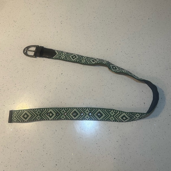 NWOT Free People Moving To Mars Cotton Leather Aztec Print Belt Green Size XS/S - Picture 8 of 12